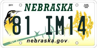 NE license plate 81IM14