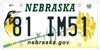 NE license plate 81IM51