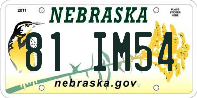 NE license plate 81IM54