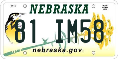 NE license plate 81IM58