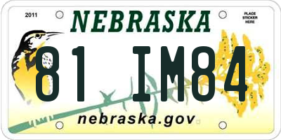 NE license plate 81IM84