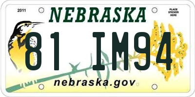 NE license plate 81IM94