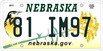NE license plate 81IM97