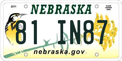 NE license plate 81IN87