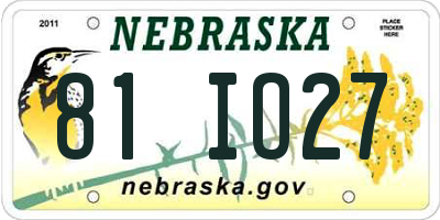 NE license plate 81IO27