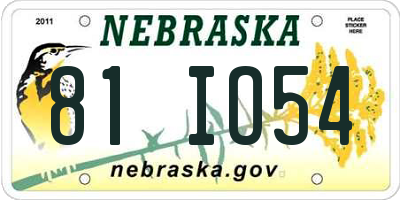 NE license plate 81IO54