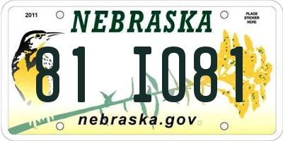 NE license plate 81IO81