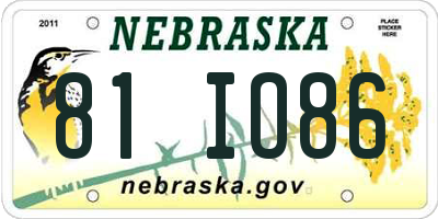 NE license plate 81IO86