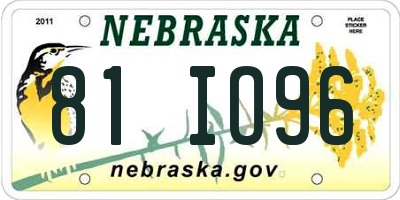 NE license plate 81IO96