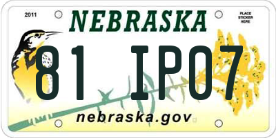 NE license plate 81IP07