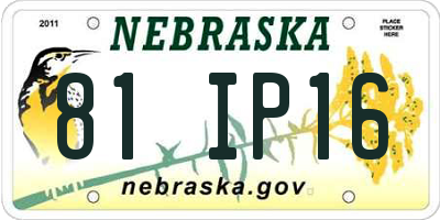 NE license plate 81IP16