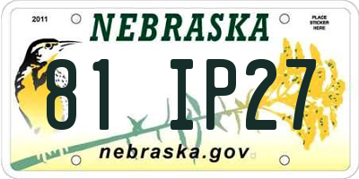 NE license plate 81IP27