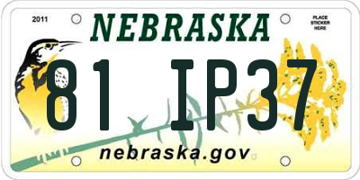 NE license plate 81IP37