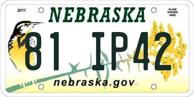 NE license plate 81IP42