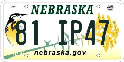 NE license plate 81IP47