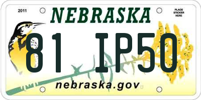 NE license plate 81IP50