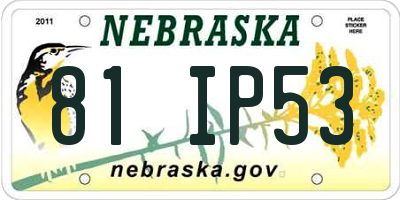 NE license plate 81IP53