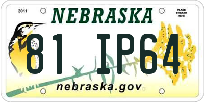 NE license plate 81IP64