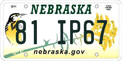 NE license plate 81IP67