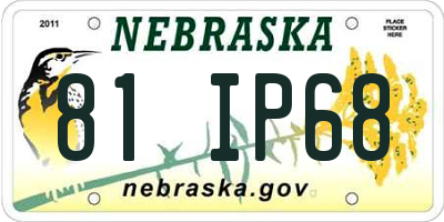 NE license plate 81IP68