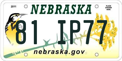 NE license plate 81IP77