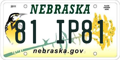 NE license plate 81IP81