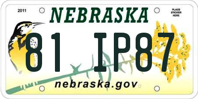 NE license plate 81IP87