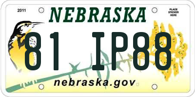 NE license plate 81IP88
