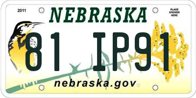 NE license plate 81IP91