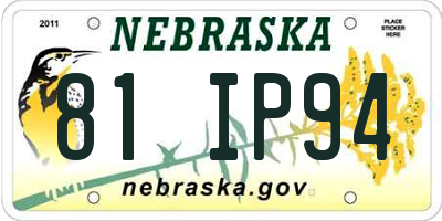 NE license plate 81IP94