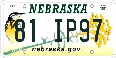 NE license plate 81IP97