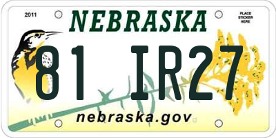 NE license plate 81IR27