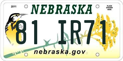 NE license plate 81IR71