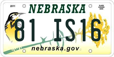 NE license plate 81IS16