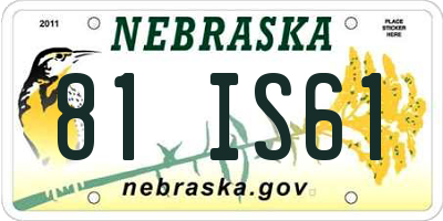 NE license plate 81IS61
