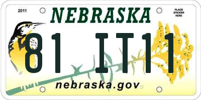NE license plate 81IT11