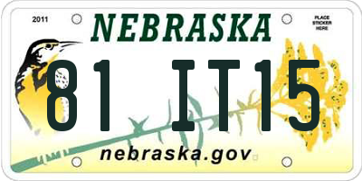 NE license plate 81IT15