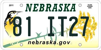 NE license plate 81IT27
