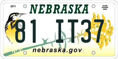 NE license plate 81IT37