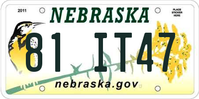 NE license plate 81IT47