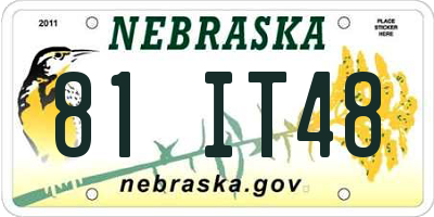 NE license plate 81IT48