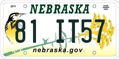 NE license plate 81IT57