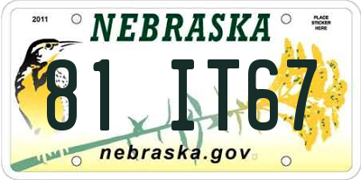 NE license plate 81IT67