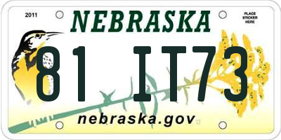NE license plate 81IT73