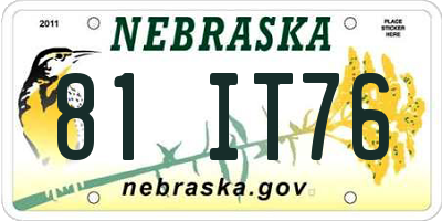 NE license plate 81IT76