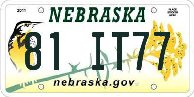 NE license plate 81IT77