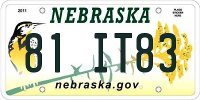 NE license plate 81IT83