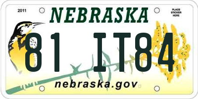 NE license plate 81IT84
