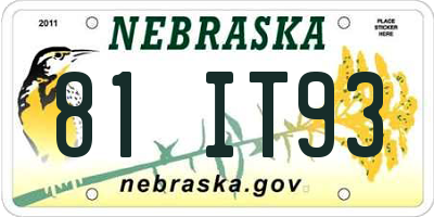 NE license plate 81IT93