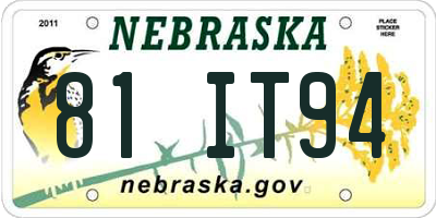 NE license plate 81IT94